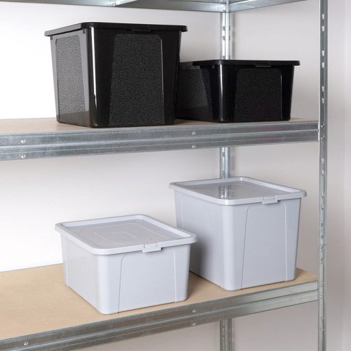 Tárolódoboz fedéllel – 30 l, világosszürke