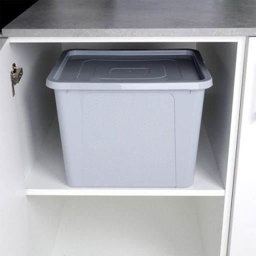 Tárolódoboz fedéllel – 30 l, világosszürke