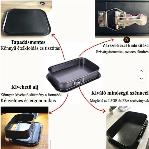 Tapadásmentes Csatos Tepsi-Tortaforma levehető tálcával 35cm