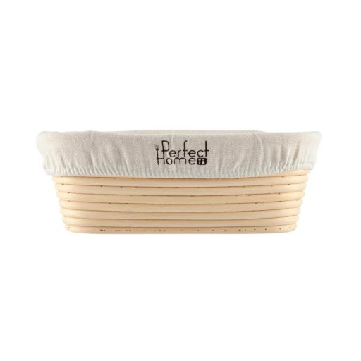 Öntöttvas kenyérsütő 35x13,5x11 cm rattan szakajtóval / kelesztőtállal