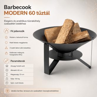 Barbecook MODERN 60 tűztál / tűzrakóhely, 60 × 33 cm