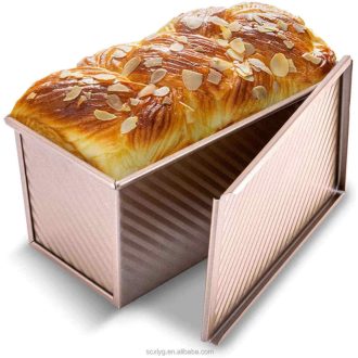   Tapadásmentes Kenyérsütő Forma Fedővel – Rozéarany, 550 g (20,8×12×11 cm)