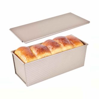   Tapadásmentes Kenyérsütő Forma Fedővel – Rozéarany, 1000 g (31,5×12×11 cm)