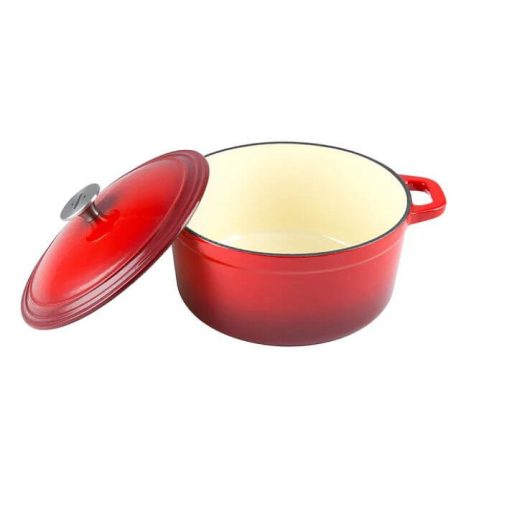 Zománcozott Öntöttvas piros lábas, fedővel 5lit, 26cm