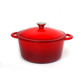   Zománcozott Öntöttvas piros lábas, fedővel és fém fogóval 5lit, 26cm